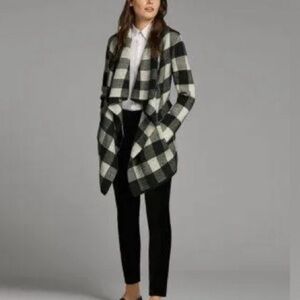 Lauren Ralph Lauren Buffalo Plaid Wool Open Waterfall Cardigan XS EUC